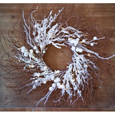 Couronne de rameaux lumineuses 26" snow