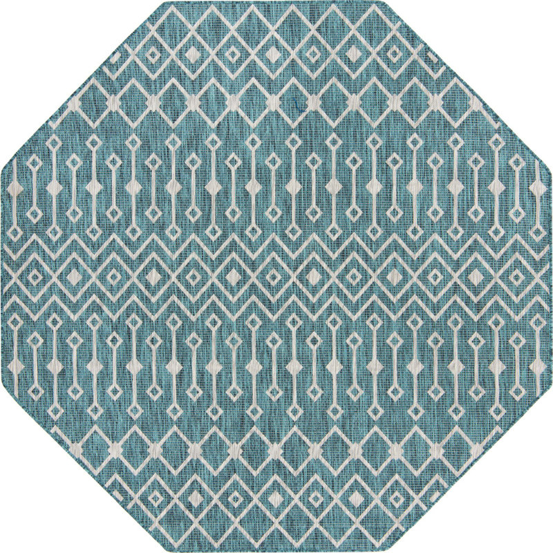 Tapis d'extérieur couleur vert pâle, Octogone 7 pi 10 po