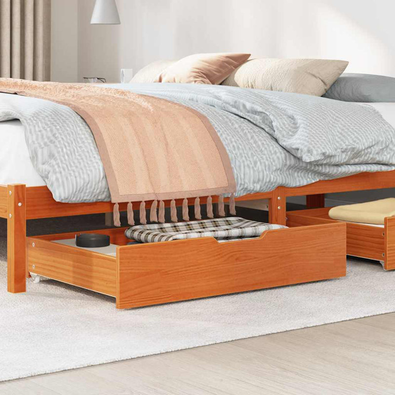 Underbed Storage Drawers, 17 H x 80 L x 55 W cm, Wax Brown