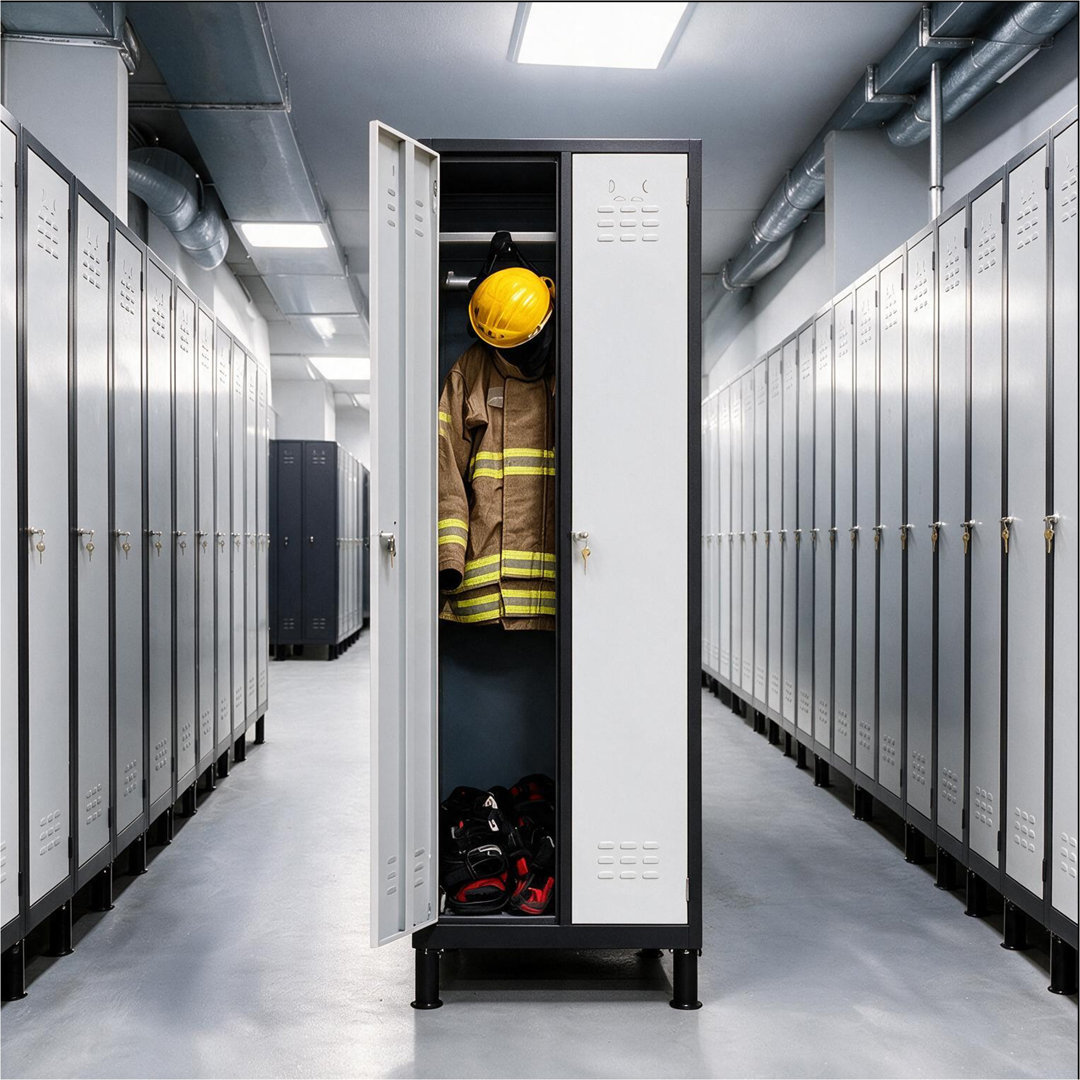 2-Door 180 cm Metal Locker Cabinet, Lockable Storage Locker Metal Cabinet for Office, Gym, Garage & School, Gray