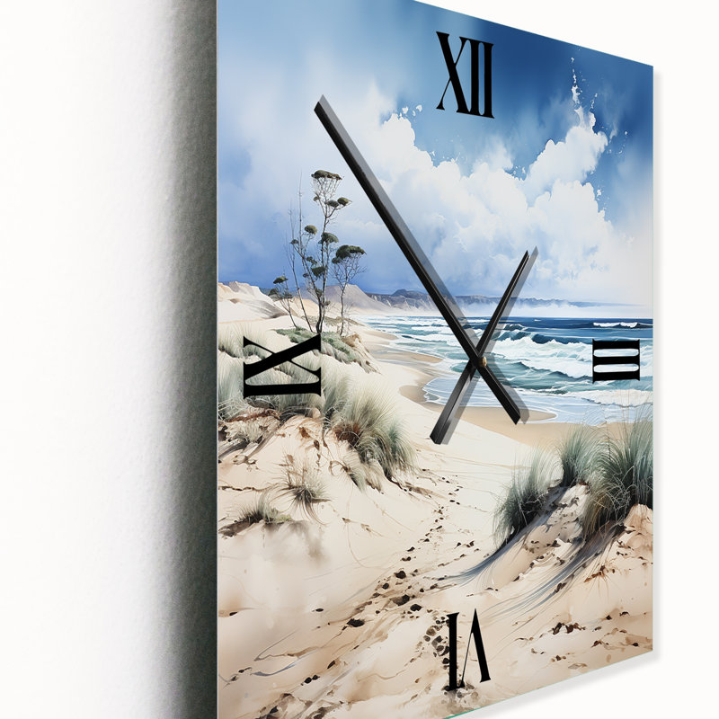 Beach Beach Dune Dreams I - Horloge murale bord de mer en métal, Surdimensionné