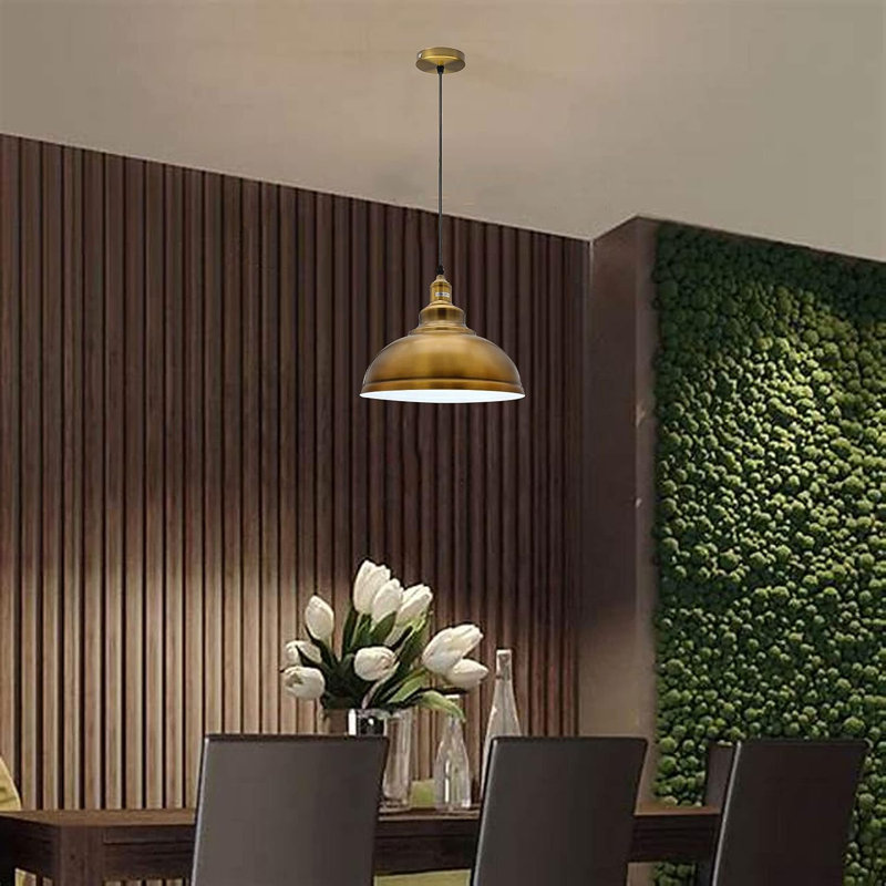 1 - Light Yellow Brass Dome Pendant