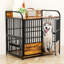 Mobilier de cage pour chien, grand chenil d'intérieur avec 2 bols réglables