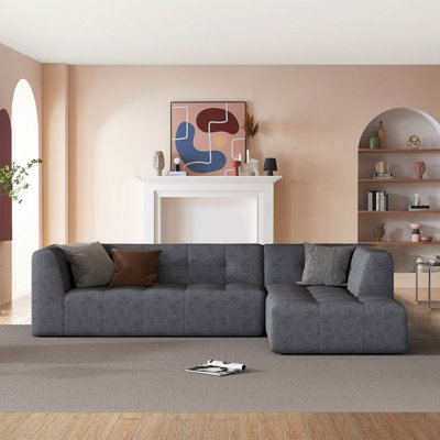 110.2*72.8"" Modular Modular Combination Living Room Sofa Set, Modern Minimalist Sofa, Living Room Upholstered Sofa Bed, Bedroom, 2Pcs Computer Free Co -  Latitude RunÂ®, 28C48B1AC9A842F9B46F395CE68DB599