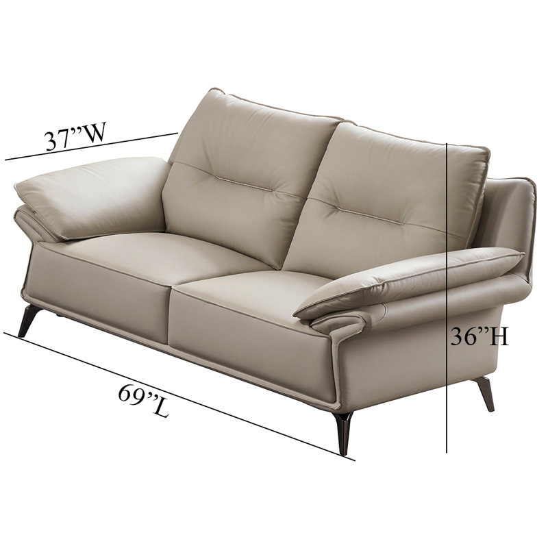 Causeuse en cuir American Light EK-D836, H 36 po x l 69 po x P 37 po