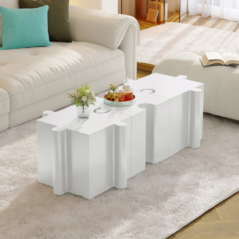 Table d'appoint, table modulaire à bord convexe Mgo - acheter simple ou combiner, Blanc