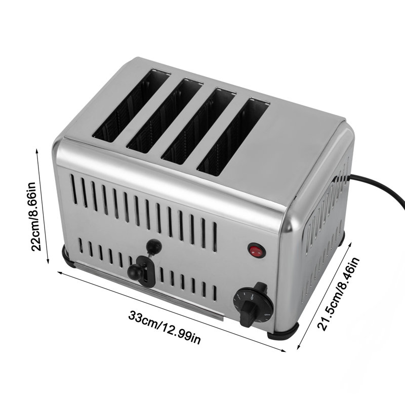 4-Slice Pop-Up Stainless Steel Bread Baking Machine With Timing Function