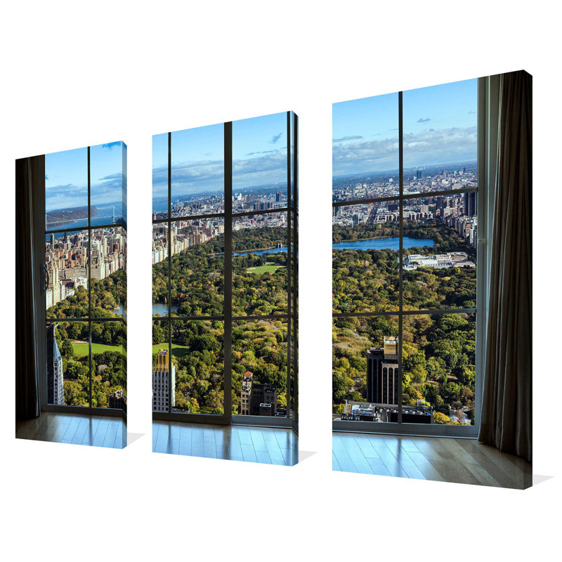 «New York Central Park I Window», ensemble de 3 impressions sur toile