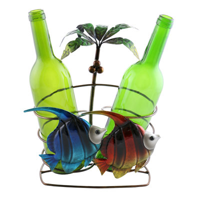 Isabella Fish and Palm Tree 2 Bottle Tabletop Wine Bottle Rack by Wine Bodies