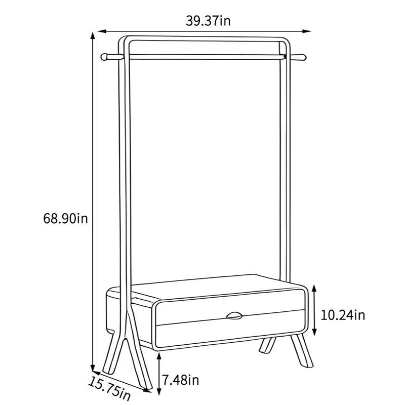 Portemanteau en chêne avec rangement, Noyer