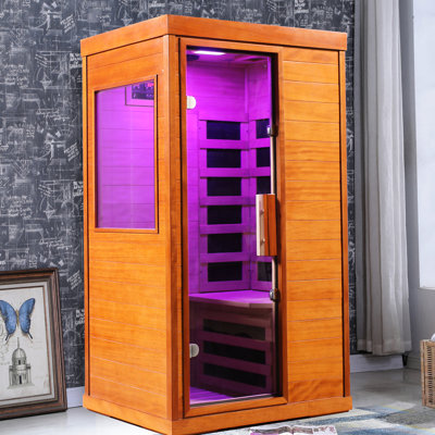 Mini maison infrarouge avec technologie lointaine, matériau, taille 900 * 700 * 1600mm, lecteur de musique, lecture, éclairage de thérapie à 7 couleurs, 6 panneaux chauffants à faible teneur en carbone, fiche d'alimentation standard américaine, câble de 3 m, AC110V