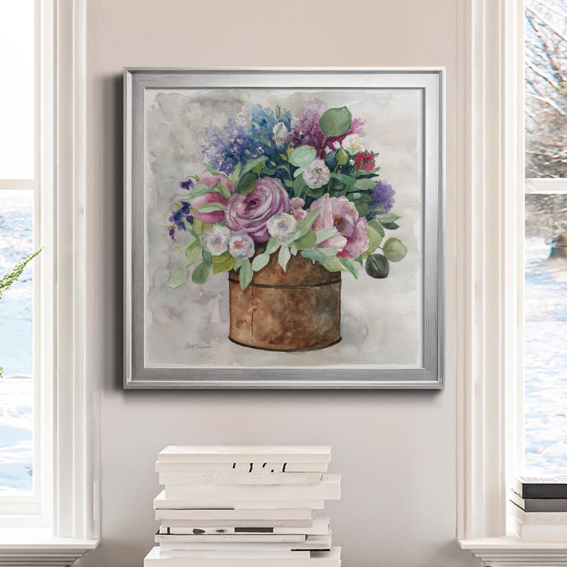 My English Garden - peinture sur toile encadrée, H 22,5 po x l 22,5 po x P 1,5 po, Argent