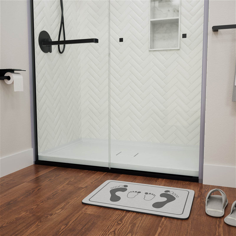 60 po L x 36 po Base de bac de douche en acrylique blanc alcôve avec drain central