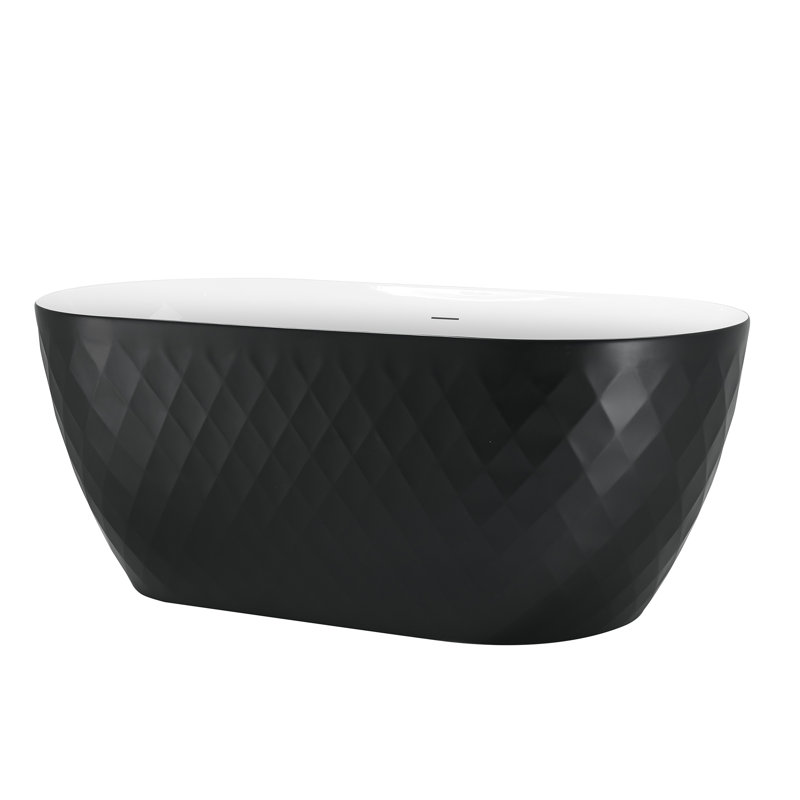 59'' x 28'' Freestanding Soaking Acrylic Bathtub, Black