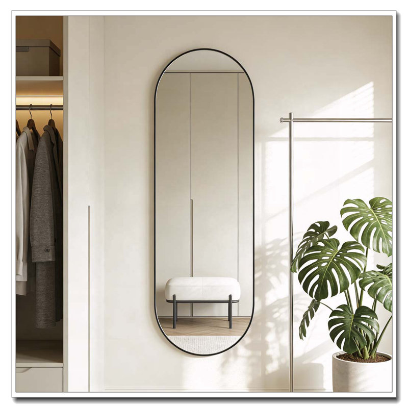 Miroir ovale 63 po x 20 po, Noir