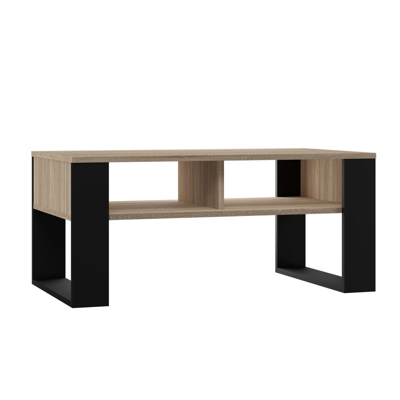 Julyssa Sled Coffee Table with Storage, Sonoma Oak, Black