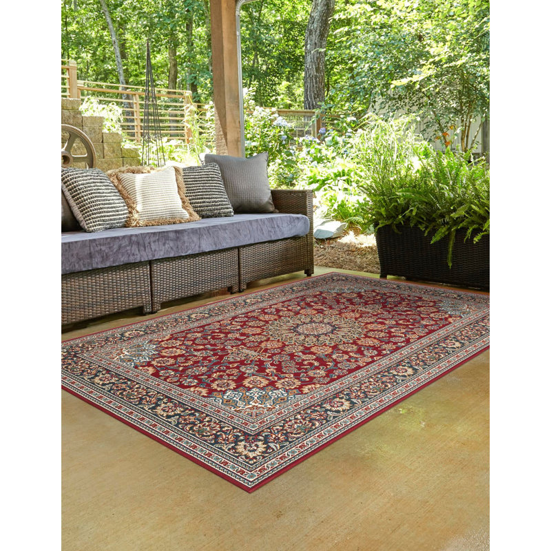 Tapis traditionnel de couleur rouge Tollefson, Rectangle 2 pi x 3 pi 1 po
