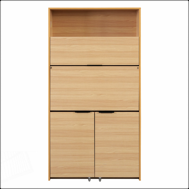 Garde-manger compact, buffet de 69 po de hauteur avec huche et poste de travail pliable, armoire de rangement multifonctionnelle avec tablette réglable et prise de courant