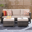 Allcot 3 - Person Wicker Rattan Outdoor Seating Group with Pillows, Cushions and Ottomans, All Weather High Back Conversation Set for Garden Backyard