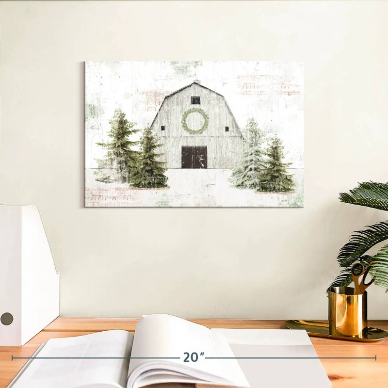 Lilie Wooded Holiday Barn, H 8 po x l 12 po