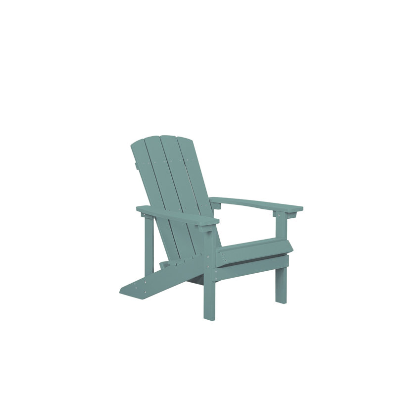 Jaelyn Acacia Foldable Outdoor Adirondack Chair With Ottoman, Turquoise