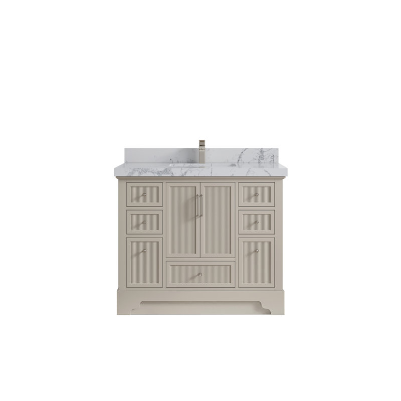 Alys 42'' Single Bathroom Vanity with Quartz Top, Venatino