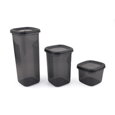Versatile Storage Box Set (18 Pieces), Grey, Includes 6 Boxes(1750 ml), 6 Boxes (1200 ml), 6 Boxes (550 ml) | 100% BPA-Free Plastic, Dishwasher Safe, Ideal for Organizing Home & Office Spaces
