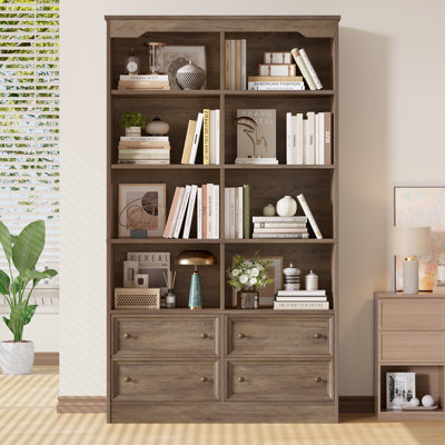 6-Tier Standard Bookcase with 4 Drawers