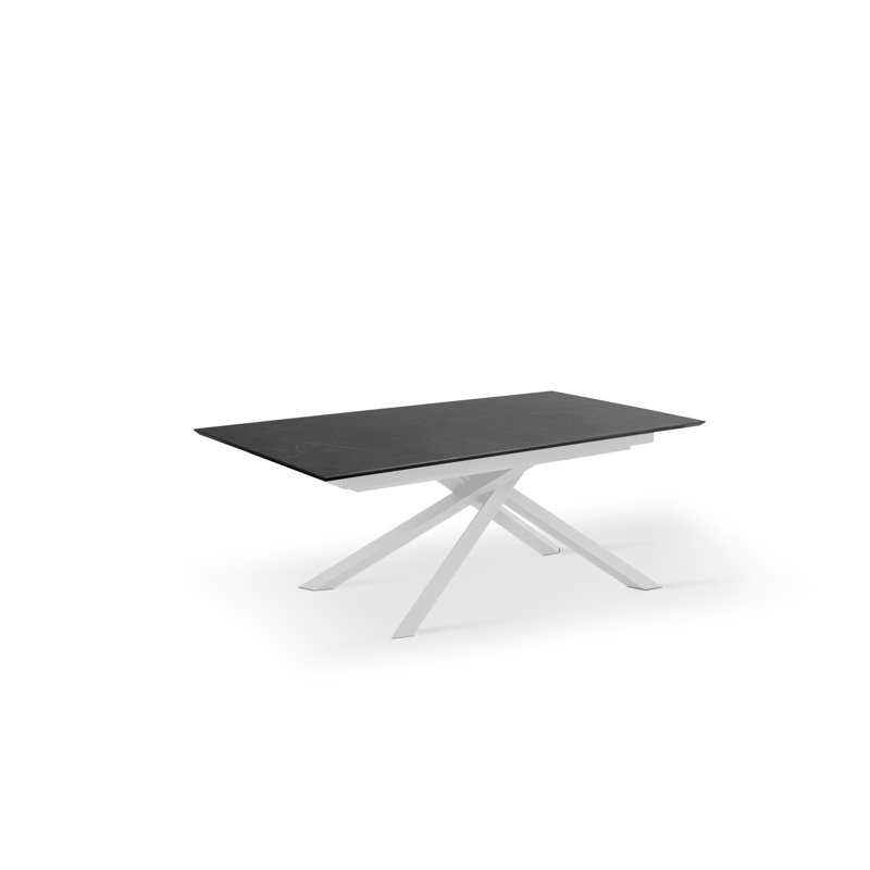 Daimyan Extendable Oak Metal Base Dining Table, White, Black