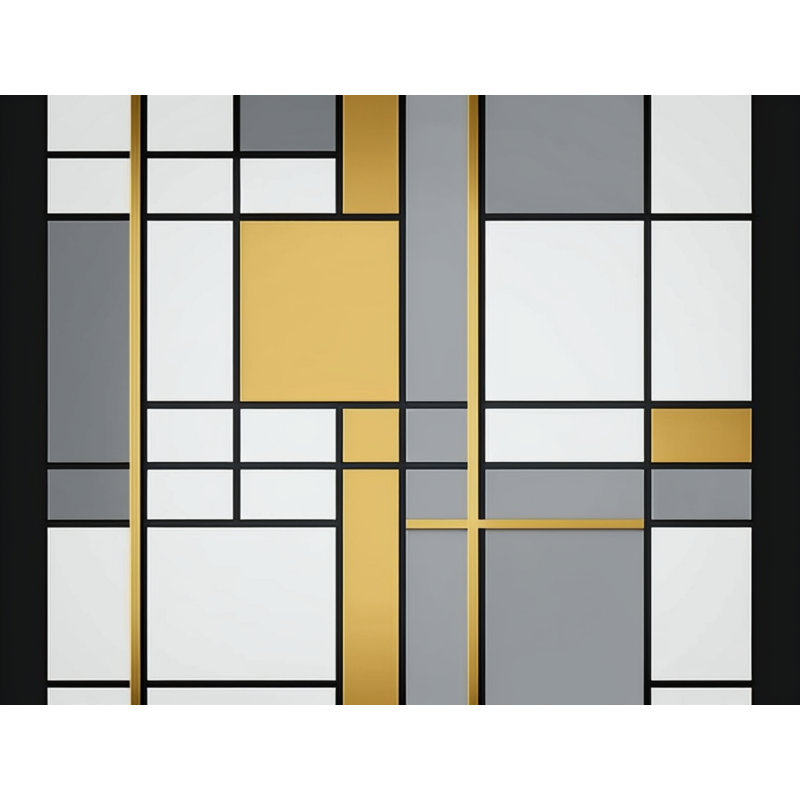 Rideau de douche Mondrian - décor de salle de bain moderne, H 84 po x l 70 po