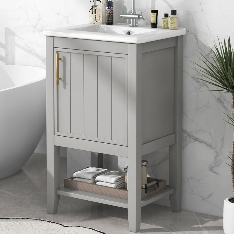 Meuble-lavabo simple 20 po avec plateau en céramique Sarala