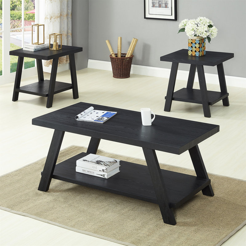 Ensemble de tables basses Athens, Noir, Noir
