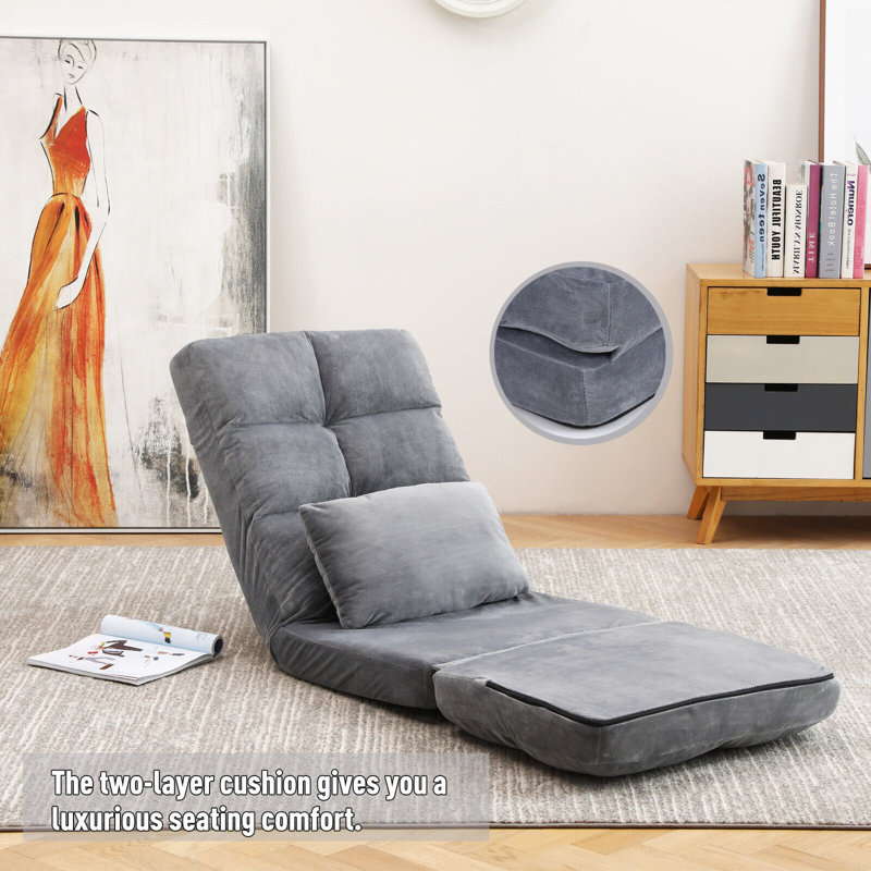 Isabelle & Max Adjustable Reclining Ergonomic Swiveling Floor Game Chair in Grey