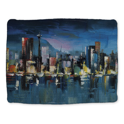 Napperon bleu paysage urbain | Polyester tressé