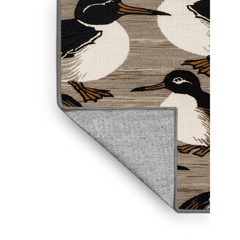 Washable Common Murre Birds Area Rug, Round 8'