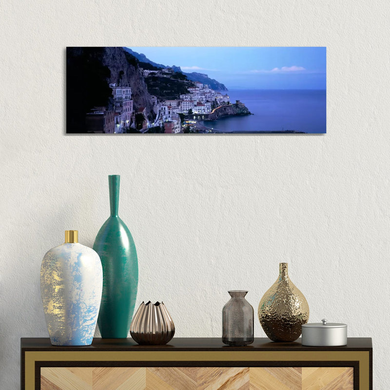 High-Angle View Of Amalfi, Amalfi Coast, Salerno, Campania, Italy - Wrapped Canvas Panoramic Print