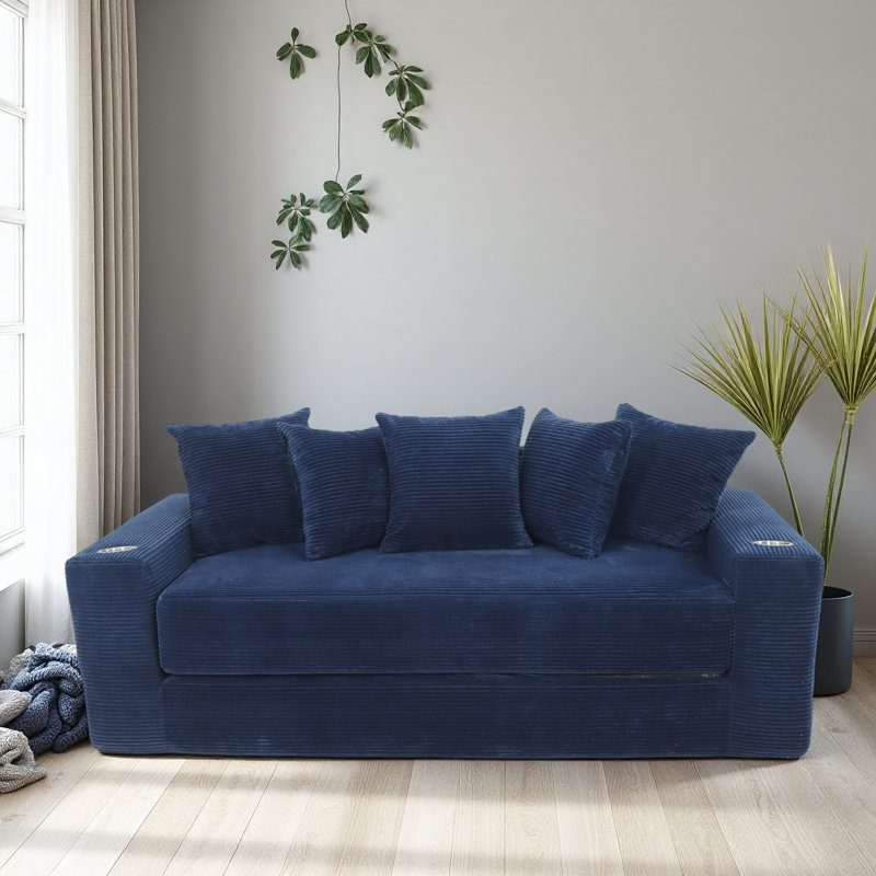 Canapé-lit pliant 76 po, Tissu bleu