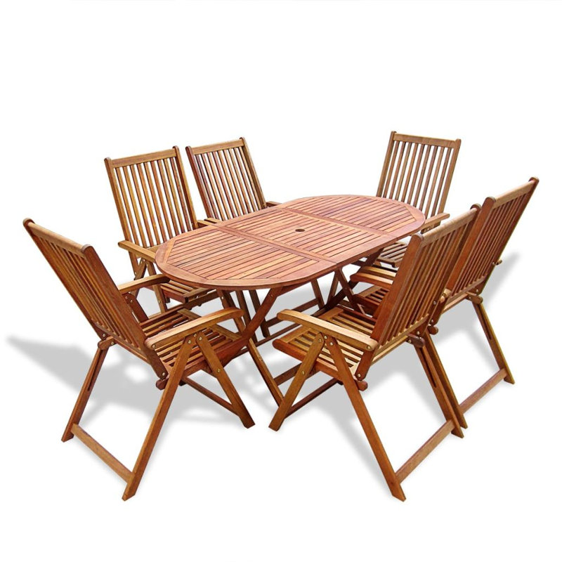 Grove 6 - Person Acacia Wood Patio Dining Set with Oval Table