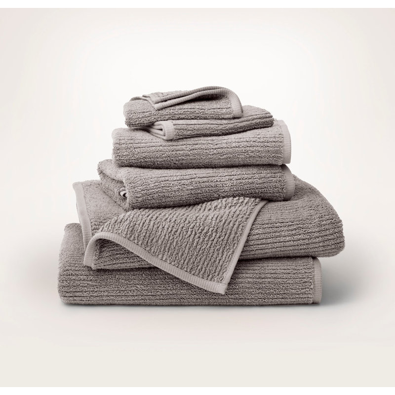 Turkish Ribbed Bath Sheet Set, Stone, 6 Pieces: 2 Bath Towel, 2 Washcloth, 2 Hand Towel