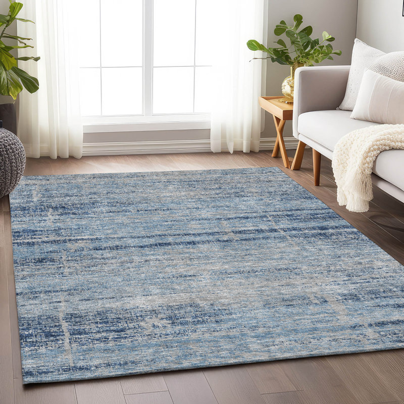 Premium Machine Washable Gerardo Sky Rug, Rectangle 9' x 12'