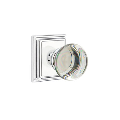 Ensemble de boutons d'intimité Emtek avec rosette Wilshire et bouton en verre Providence