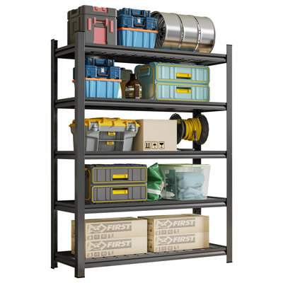 Étagère de garage robuste à 5 niveaux - support de rangement réglable, capacité de 2 500 lb, noir, H 71,2 po x L 47,24 po x P 23,62 po