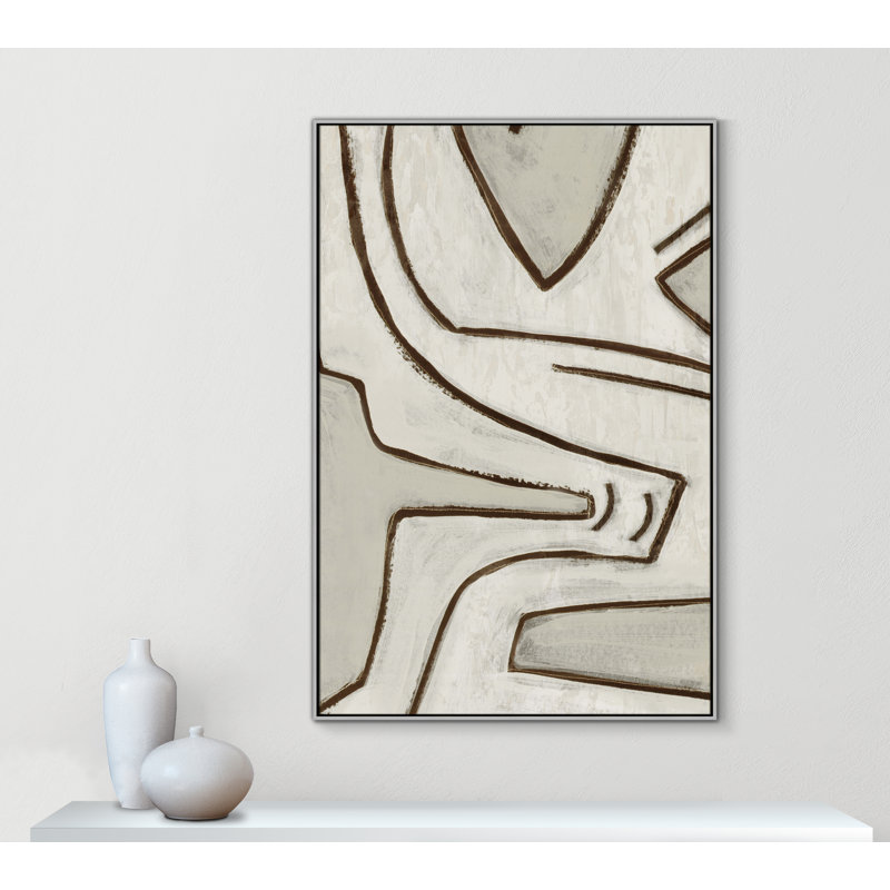 Dessin au trait - reproduction sur toile flottante, L 41,5 po x H 61,5 po, Argent