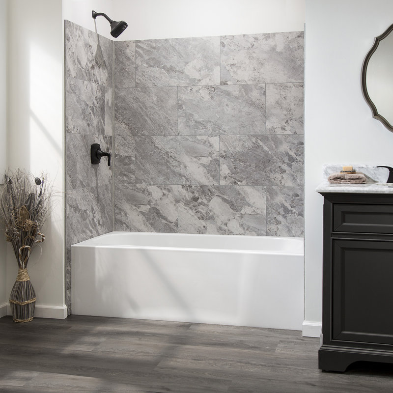 Ensemble de carrelage pour douche et baignoire 25,6 po x 14,8 po Palisade, Lac argent