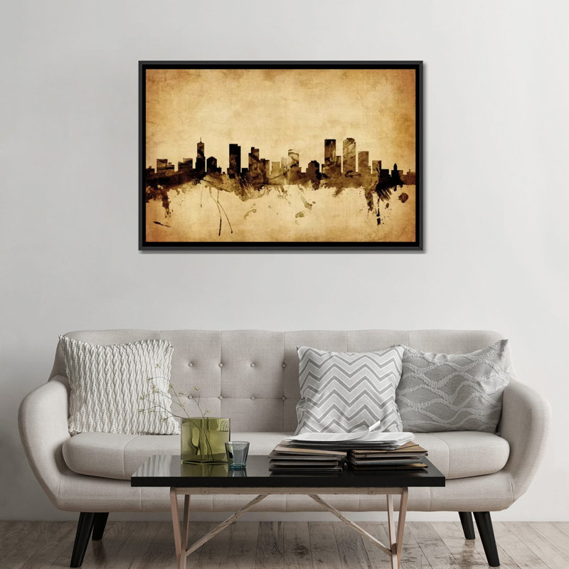Foxed (Retro) Skyline Series: Denver, Colorado, États-Unis, impression sur toile tendue, H 32 po x l 48 po x P 1,5 po