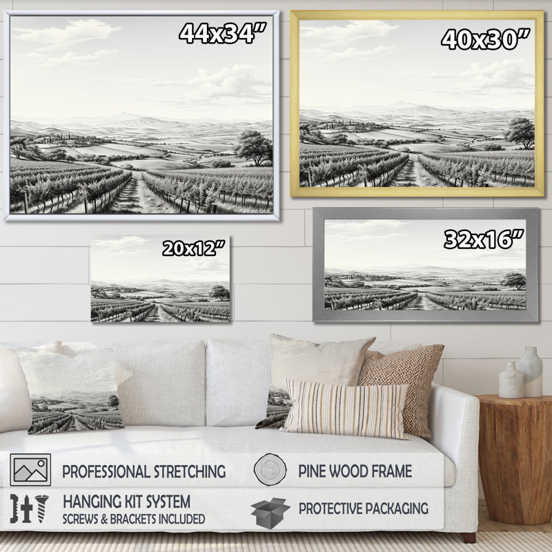 «Vineyard Scenery Landscape Beauty IV», reproduction sur toile, H 30 po x l 40 po x P 1,5 po, Toile tendue