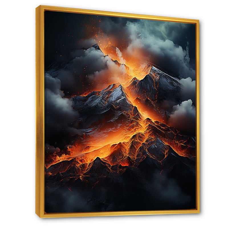 Volcan Volcanic Wilderness I, Cadre flottant doré, H 32 po x l 24 po x P 1 po