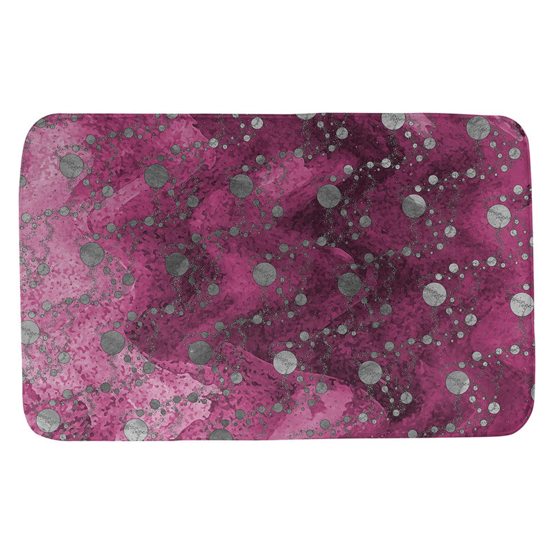 Tapis de salle de bain planet stars, l 21 po x L 34 po, Rose / Gris