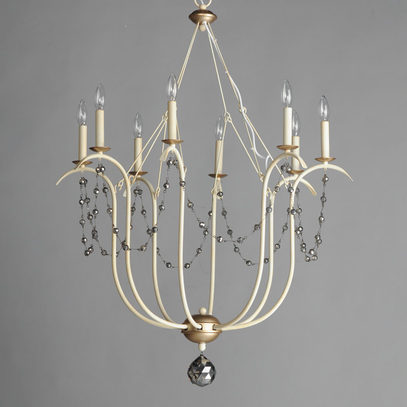 Zoticus 8 - Light Dimmable Classic / Traditional Chandelier, Ecru/Venetian Gold
