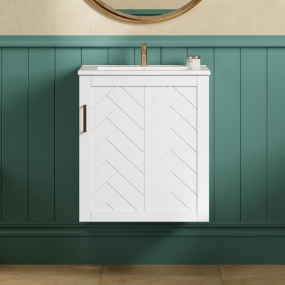 Armoire de salle de bain murale contemporaine avec armoire latérale, portes à fermeture douce et lavabo intégré pour un rangement efficace et une conception élégante